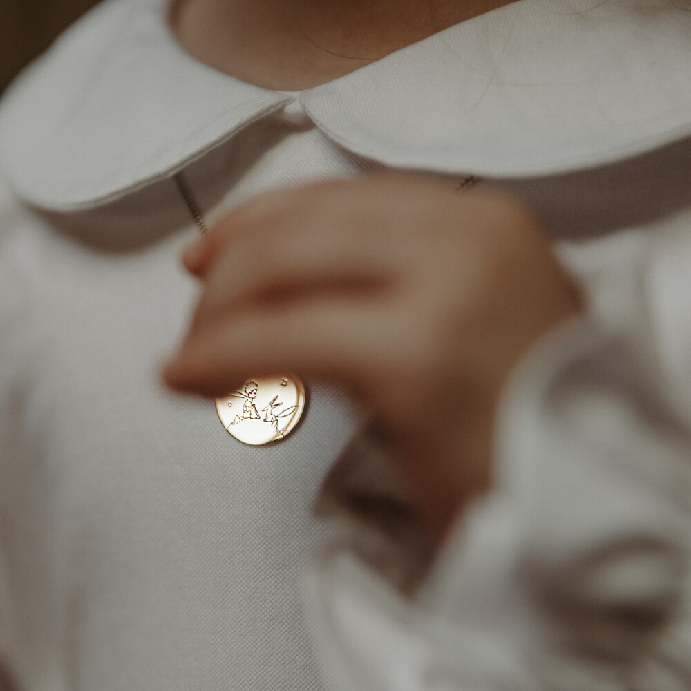 Photo de Médaille Petit Prince au renard  - Or jaune 18ct