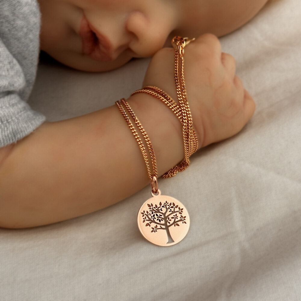 Photo de Médaille Arbre de vie printanier ajouré - Or rose 18ct