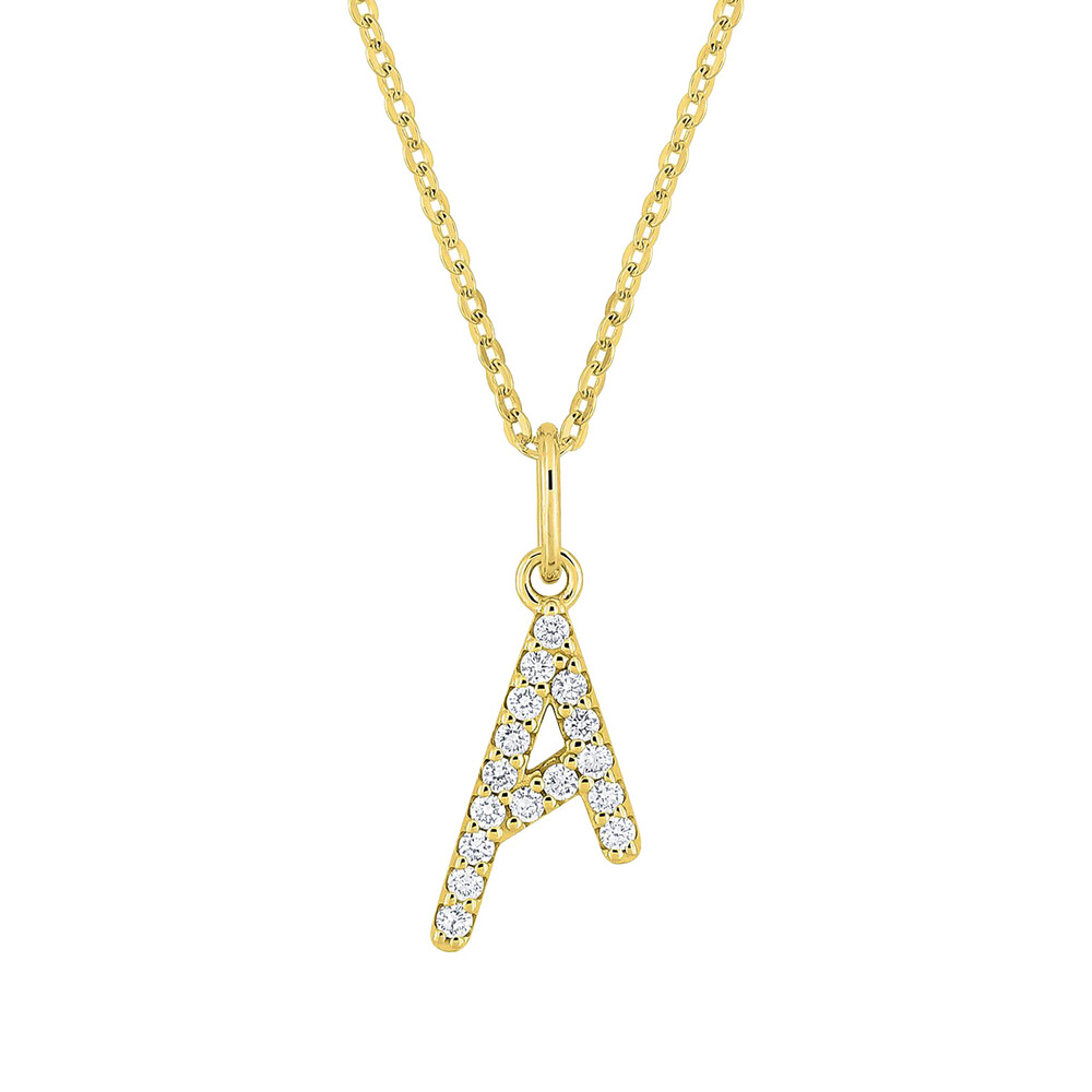 Photo de Collier initiale - Or jaune 9ct & diamants