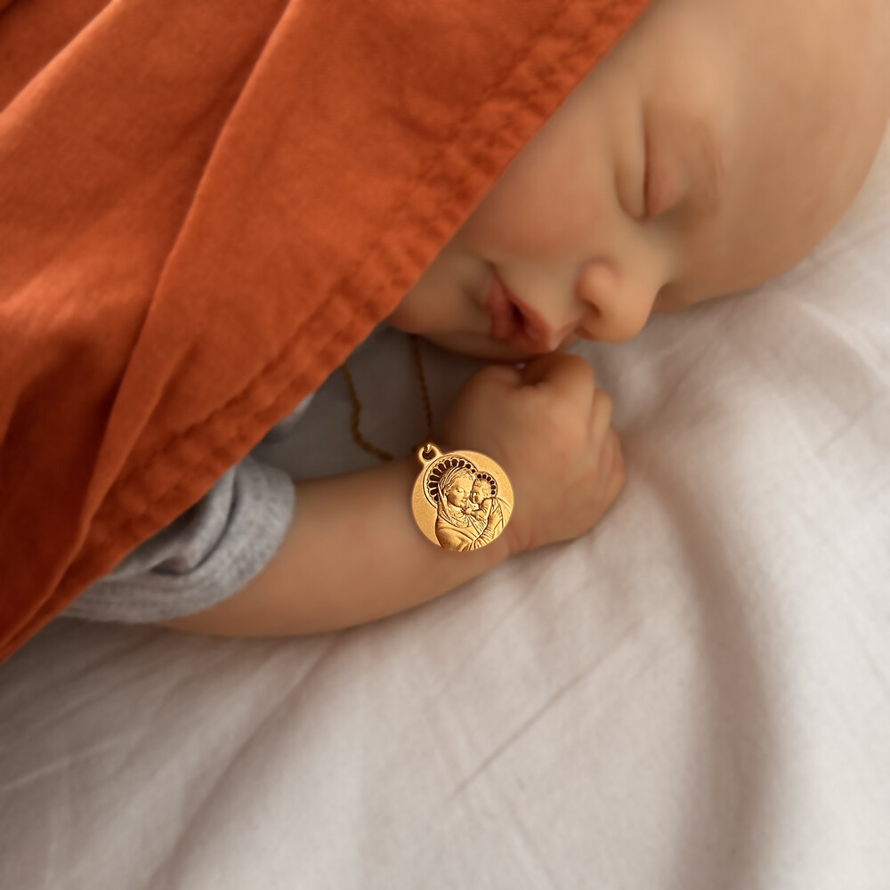 Holyart Médaille Lit Bleue Vierge Et Enfant Avec Carillon - 11x8 Cm