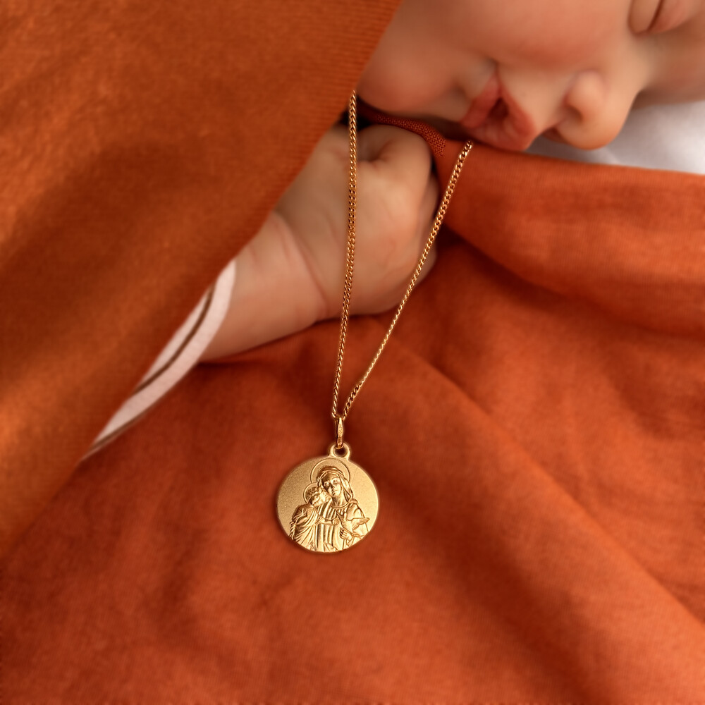 Photo de Médaille Vierge à l'enfant et la colombe - Vermeil