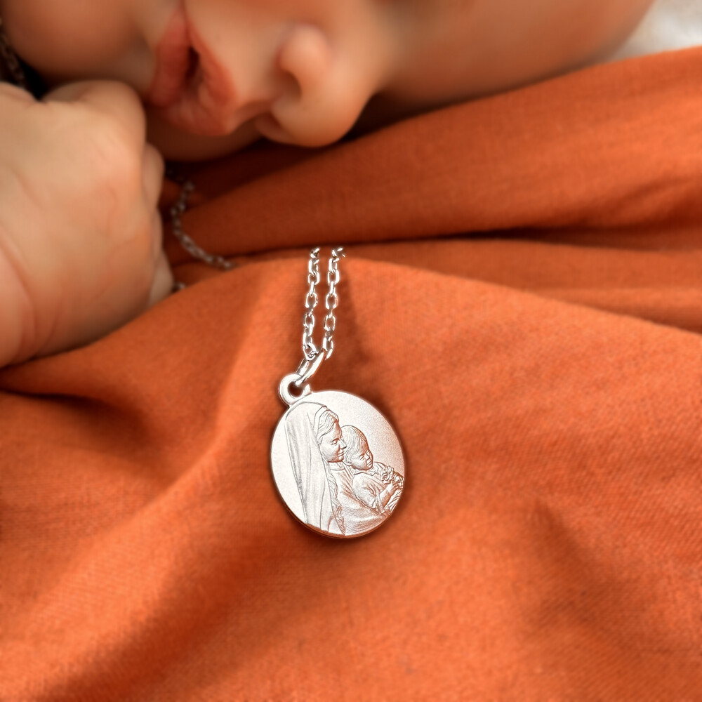 SUPERBE MÉDAILLE DE la Vierge Marie, en bronze, signée, encadrée, XIX