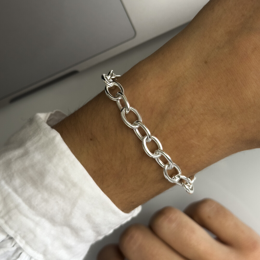 Photo de Bracelet maille forçat arrondi 19cm - Argent massif