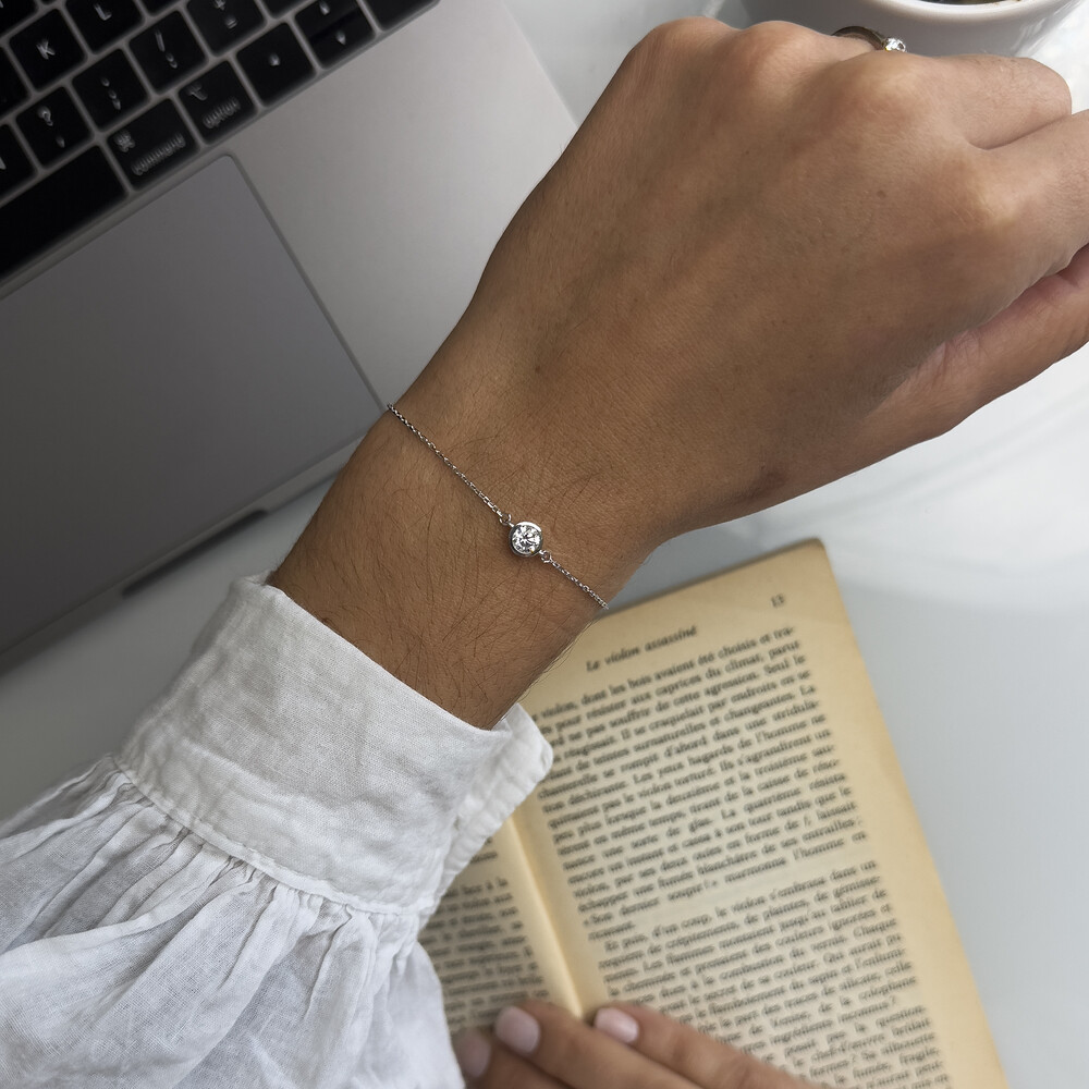 Photo de Bracelet zirconium rond - Argent massif