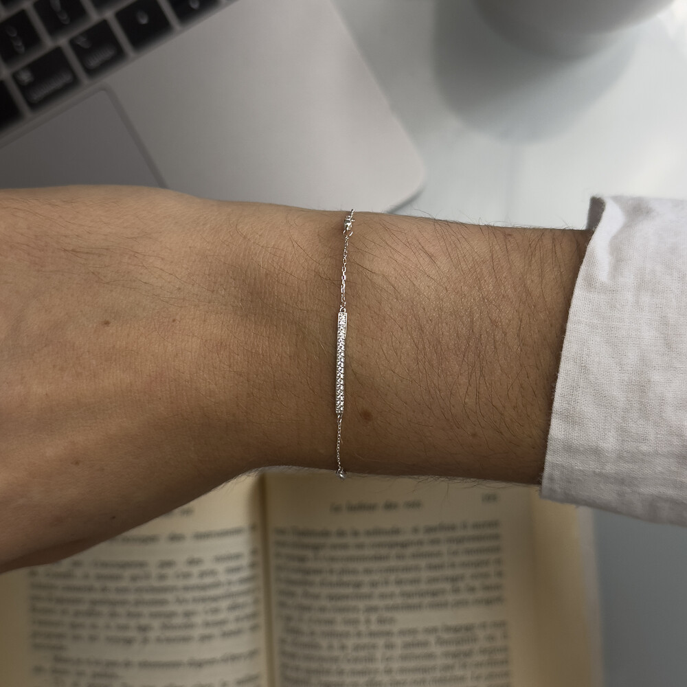 Photo de Bracelet oxydes fantaisie - or blanc 9ct