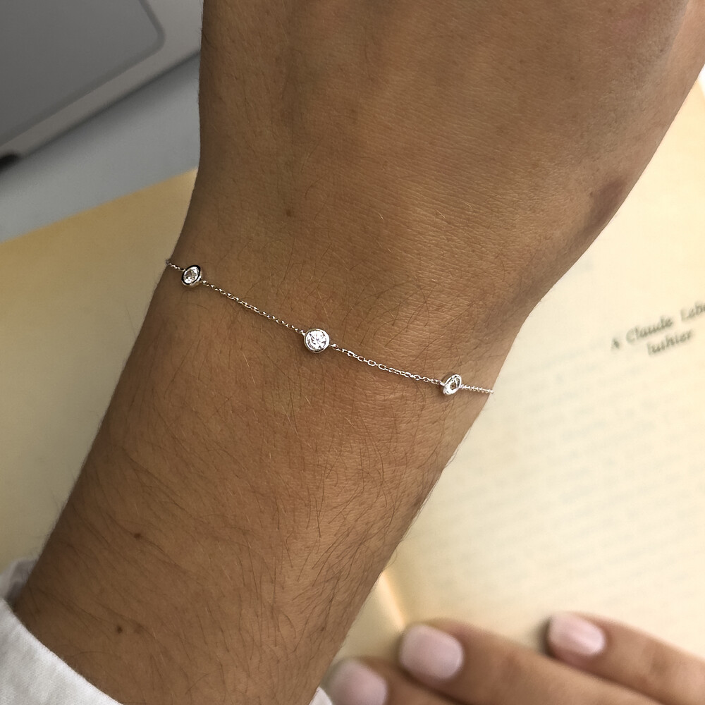 Photo de Bracelet oxydes ronds - or blanc 9ct