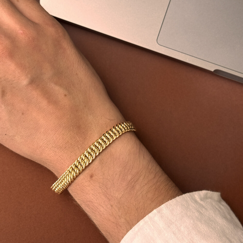 Photo de Bracelet maille Américaine 7,5mm - Or Jaune 9ct