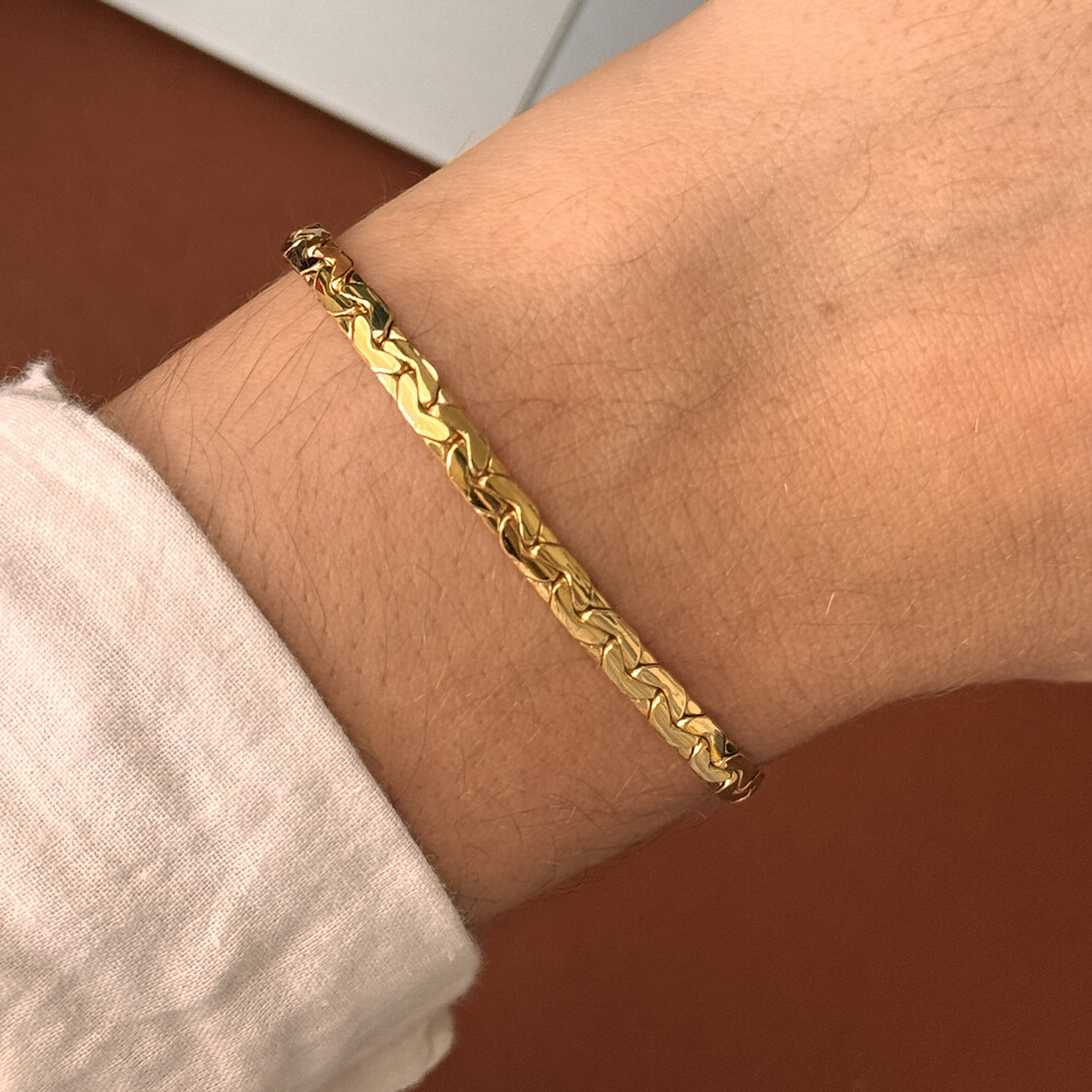 Photo de Bracelet maille Haricot 18cm - Or Jaune 18ct
