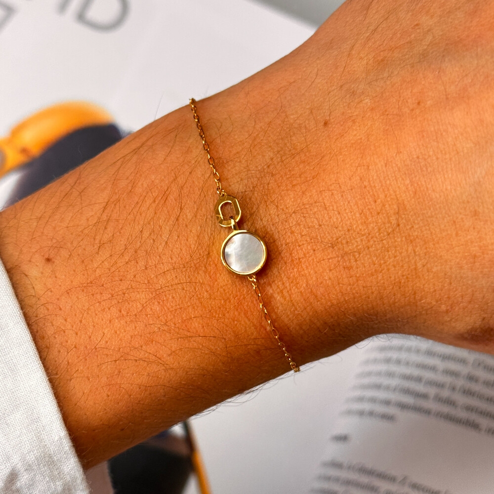 Photo de Bracelet nacre ronde - Or jaune 9ct