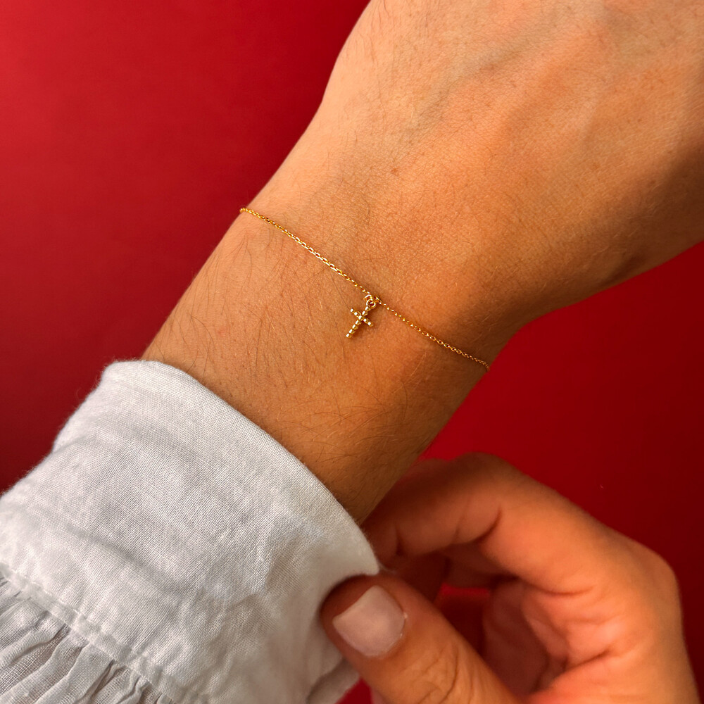 Photo de Bracelet Croix - Or jaune 9ct