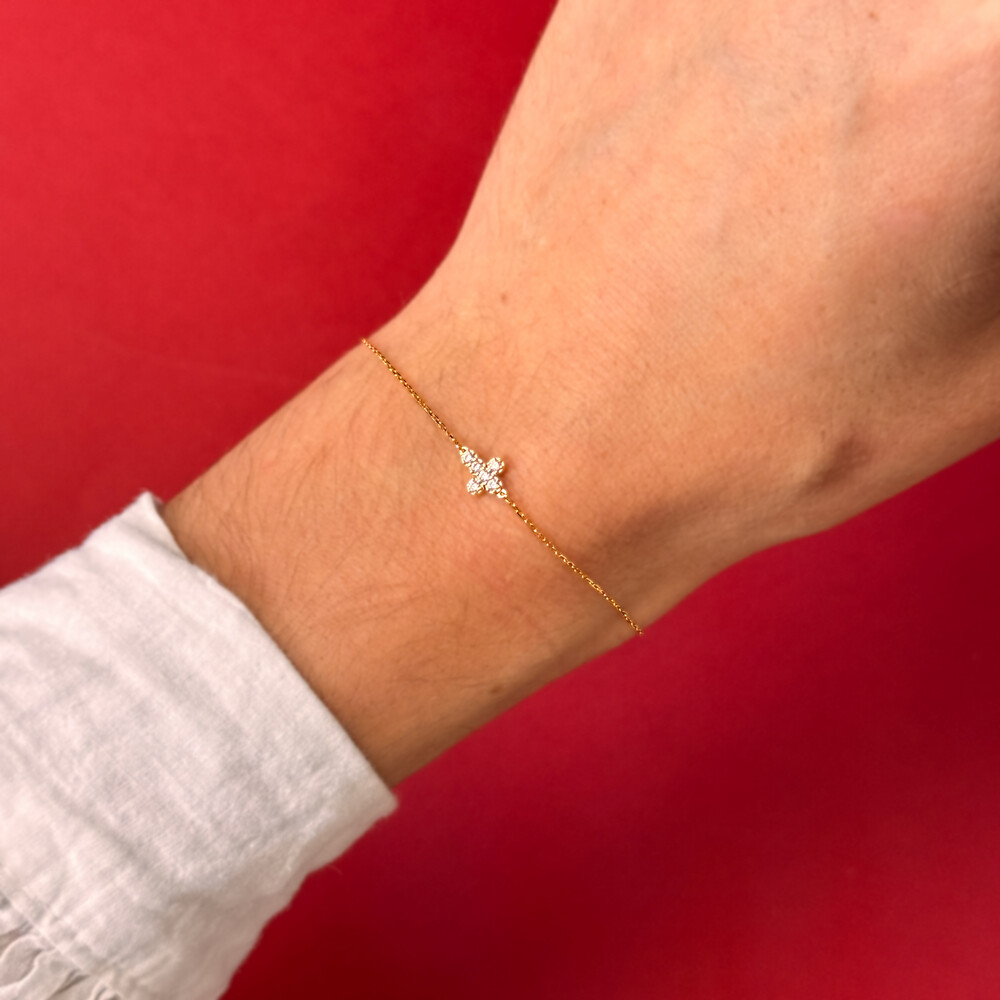 Photo de Bracelet croix avec oxydes - or jaune 9ct