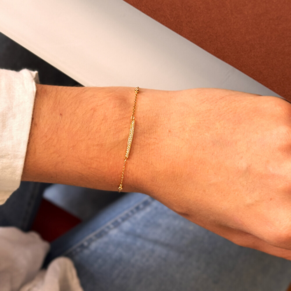 Photo de Bracelet oxydes fantaisie - or jaune 9ct