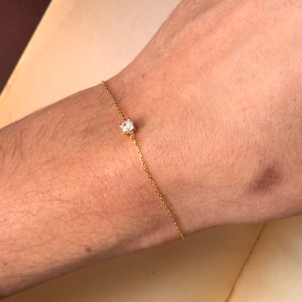 Photo de Bracelet oxyde serti griffes - Or jaune 9ct