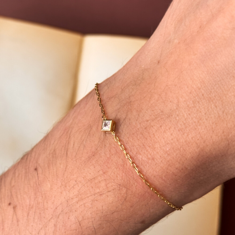 Photo de Bracelet femme oxyde losange - Or jaune 9ct