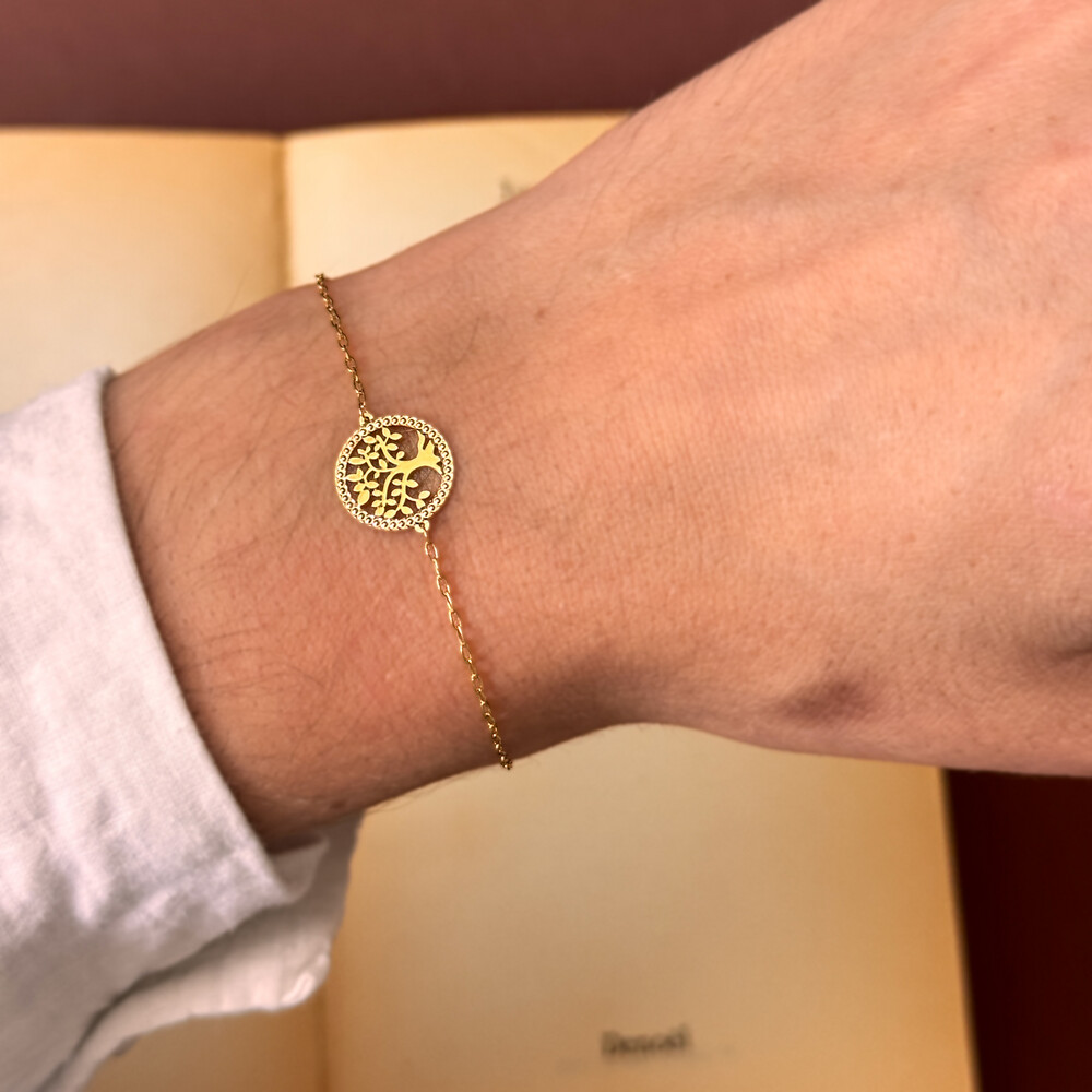 Photo de Bracelet Arbre de Vie perlé - Or Jaune 9ct