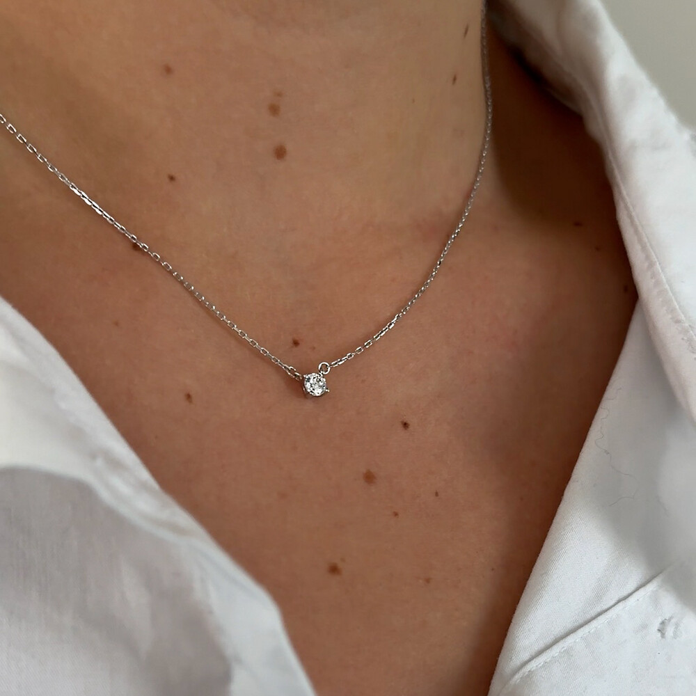 Photo de  Collier Solitaire - Argent massif