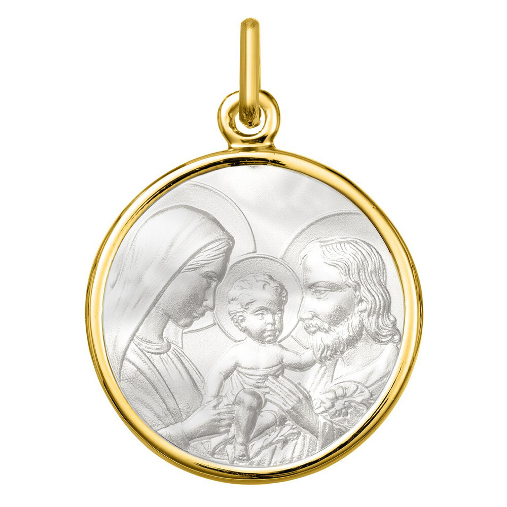 Photo de Médaille de la Sainte Famille - Or jaune 18ct & Nacre
