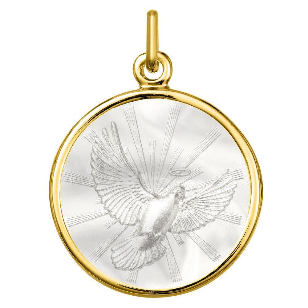 Photo de Médaille Saint Esprit - Or jaune 18ct & Nacre