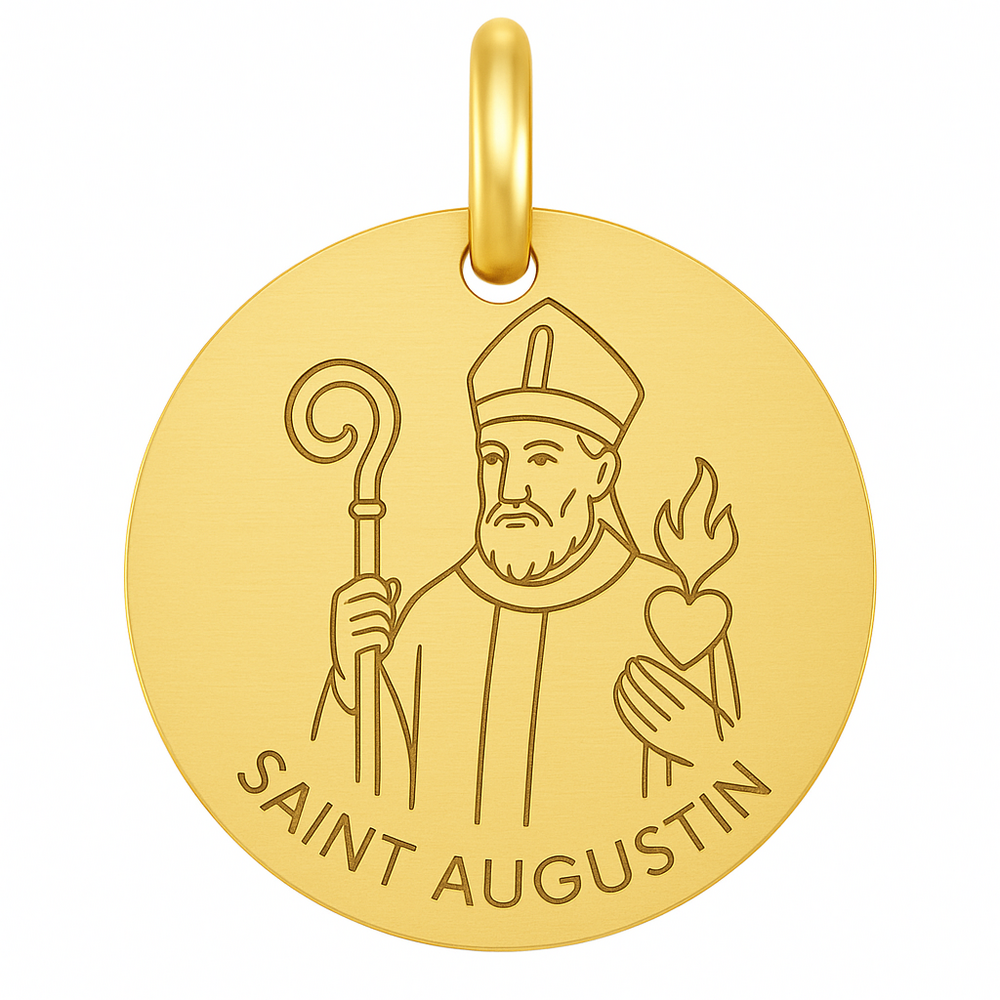 Photo de Médaille Saint Augustin - Or jaune 9ct