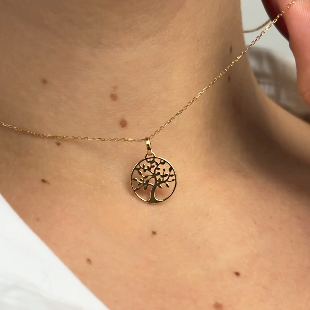 Photo de Collier chaîne forçat arbre de vie - or jaune 9ct