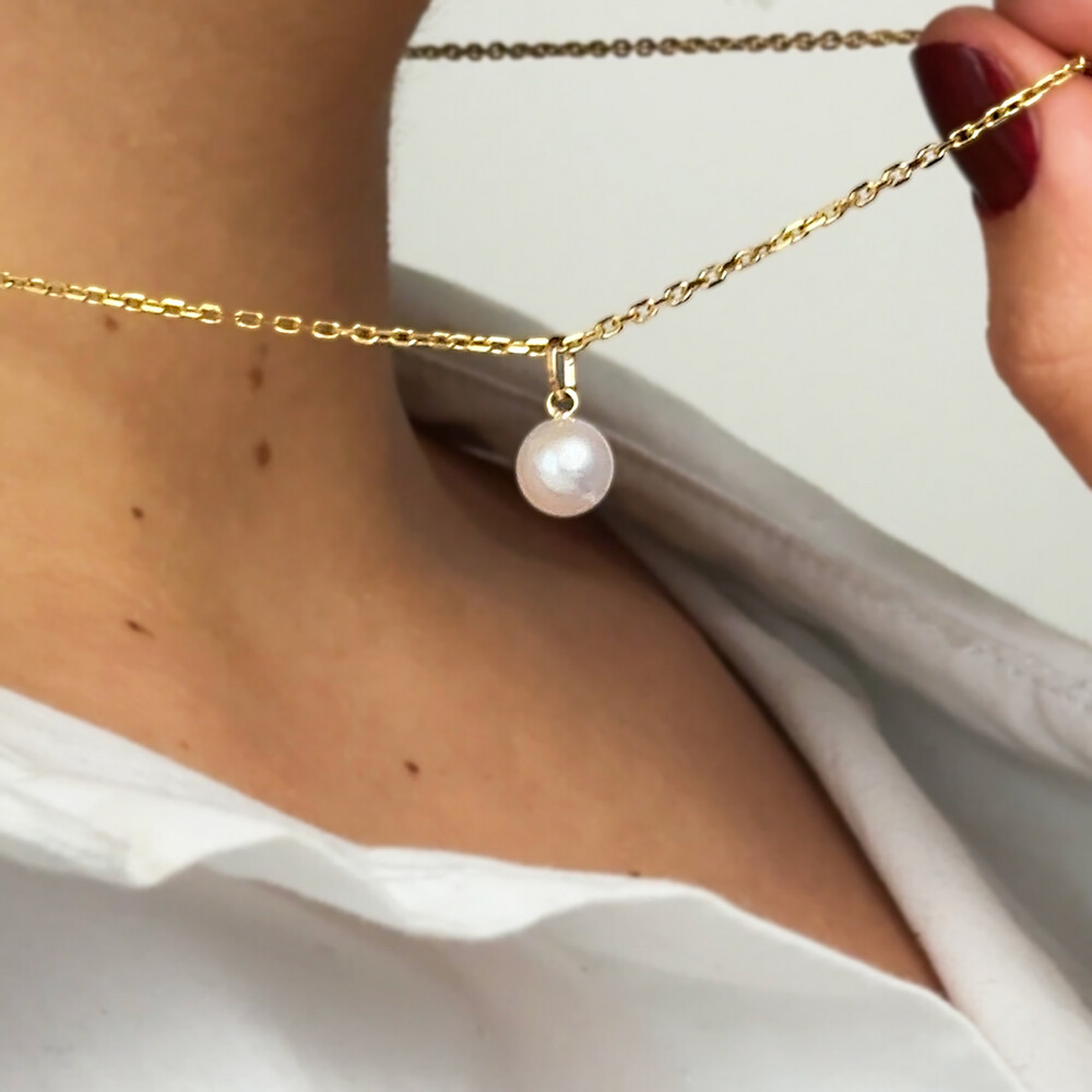 Photo de Pendentif perle de culture 8mm - or jaune 9ct