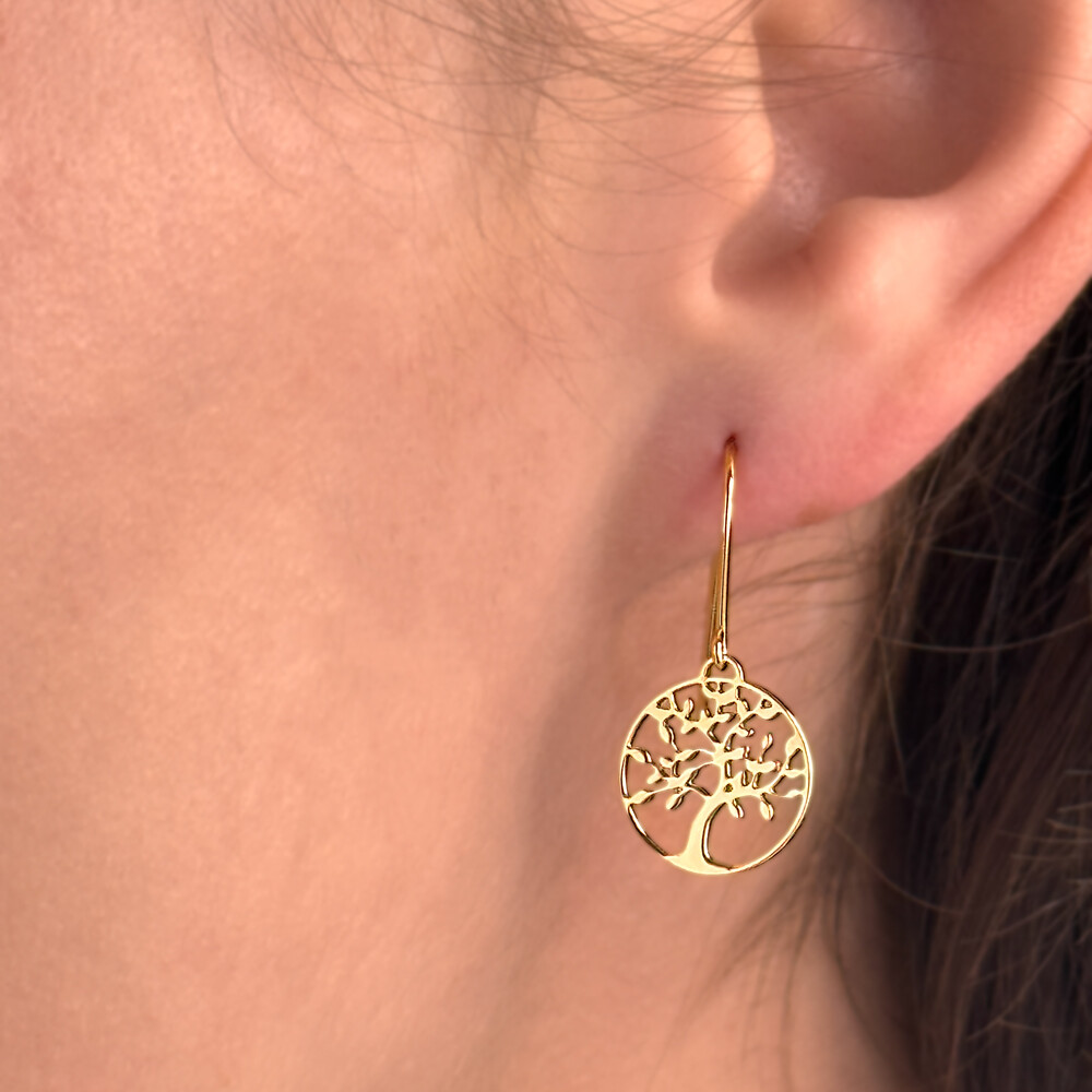 Photo de Boucles d’Oreilles Arbre de Vie – Or Jaune 18ct