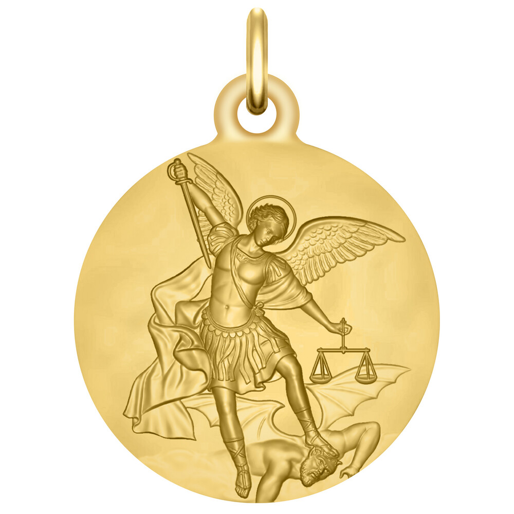 Photo de Médaille Saint Michel Archange martelée - Or jaune 18ct