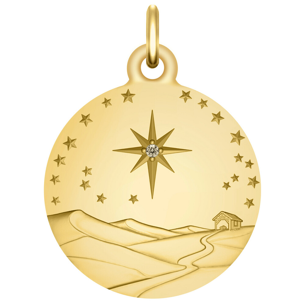 Photo de Médaille Étoile de Bethléem - Or jaune 18ct & Diamant