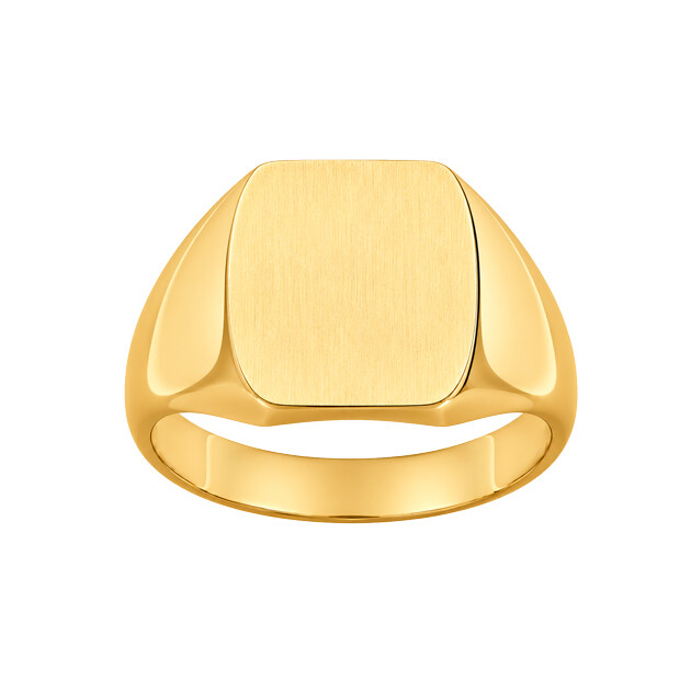 Photo de Chevalière tonneau homme - Or jaune 18 carats